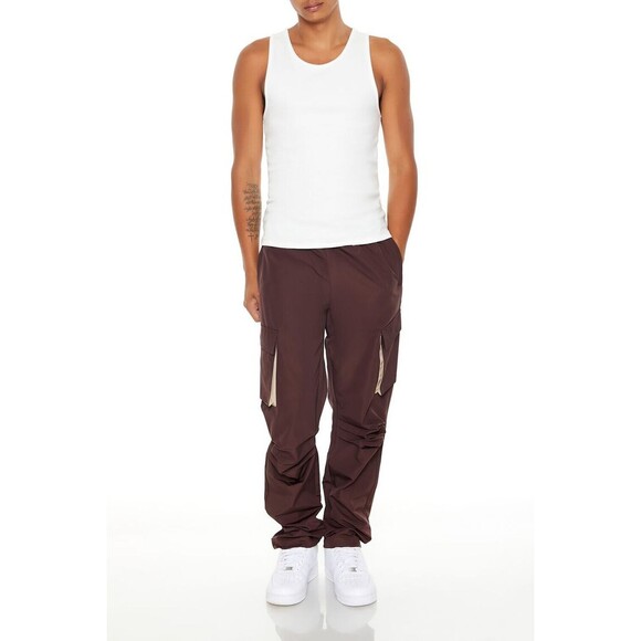 Forever 21 Slim-Fit Cargo Pants Men’s 2XL XXL Brown Stretch Elastic Waist 40x32 - Picture 6 of 8